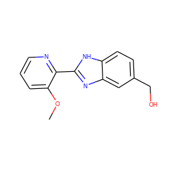 COc1cccnc1-c1nc2cc(CO)ccc2[nH]1 ZINC000113175397