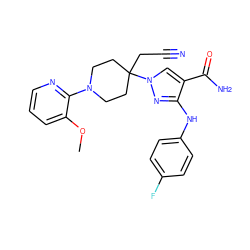COc1cccnc1N1CCC(CC#N)(n2cc(C(N)=O)c(Nc3ccc(F)cc3)n2)CC1 ZINC000205058492
