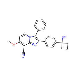 COc1ccn2c(-c3ccccc3)c(-c3ccc(C4(N)CCC4)cc3)nc2c1C#N ZINC000199450421