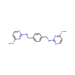 COc1ccnc(NCc2ccc(CNc3nccc(OC)n3)cc2)n1 ZINC000203054351