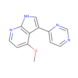 COc1ccnc2[nH]cc(-c3ccncn3)c12 ZINC000029135005