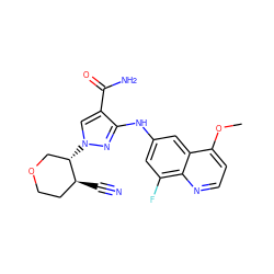 COc1ccnc2c(F)cc(Nc3nn([C@H]4COCC[C@@H]4C#N)cc3C(N)=O)cc12 ZINC001772609593