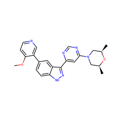 COc1ccncc1-c1ccc2[nH]nc(-c3cc(N4C[C@H](C)O[C@H](C)C4)ncn3)c2c1 ZINC000225561897