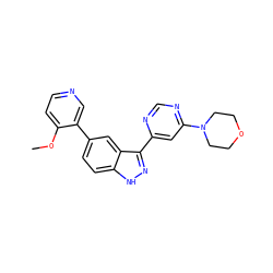 COc1ccncc1-c1ccc2[nH]nc(-c3cc(N4CCOCC4)ncn3)c2c1 ZINC000221131294