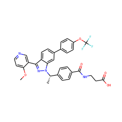 COc1ccncc1-c1nn([C@@H](C)c2ccc(C(=O)NCCC(=O)O)cc2)c2cc(-c3ccc(OC(F)(F)F)cc3)ccc12 ZINC000473088543