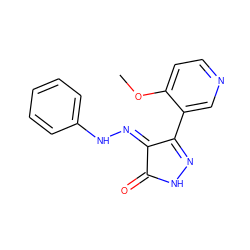 COc1ccncc1C1=NNC(=O)/C1=N\Nc1ccccc1 ZINC000049049758