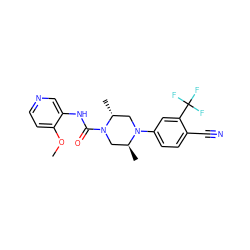 COc1ccncc1NC(=O)N1C[C@H](C)N(c2ccc(C#N)c(C(F)(F)F)c2)C[C@H]1C ZINC000013679716