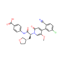 COc1cn([C@@H](C[C@@H]2CCOC2)C(=O)Nc2ccc(C(=O)O)cc2)c(=O)cc1-c1cc(Cl)ccc1C#N ZINC000220707409