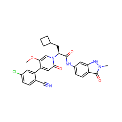 COc1cn([C@@H](CC2CCC2)C(=O)Nc2ccc3c(=O)n(C)[nH]c3c2)c(=O)cc1-c1cc(Cl)ccc1C#N ZINC001772651905