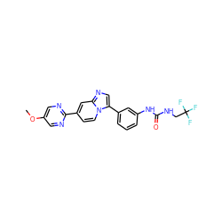 COc1cnc(-c2ccn3c(-c4cccc(NC(=O)NCC(F)(F)F)c4)cnc3c2)nc1 ZINC000139584502