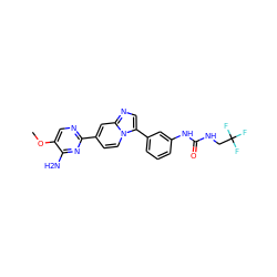 COc1cnc(-c2ccn3c(-c4cccc(NC(=O)NCC(F)(F)F)c4)cnc3c2)nc1N ZINC000169704641