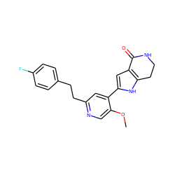 COc1cnc(CCc2ccc(F)cc2)cc1-c1cc2c([nH]1)CCNC2=O ZINC000095560309