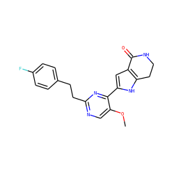 COc1cnc(CCc2ccc(F)cc2)nc1-c1cc2c([nH]1)CCNC2=O ZINC000095563133