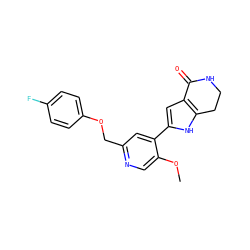 COc1cnc(COc2ccc(F)cc2)cc1-c1cc2c([nH]1)CCNC2=O ZINC000095558623