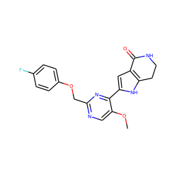 COc1cnc(COc2ccc(F)cc2)nc1-c1cc2c([nH]1)CCNC2=O ZINC000095557827