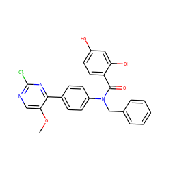 COc1cnc(Cl)nc1-c1ccc(N(Cc2ccccc2)C(=O)c2ccc(O)cc2O)cc1 ZINC000653664345