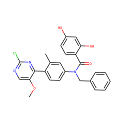 COc1cnc(Cl)nc1-c1ccc(N(Cc2ccccc2)C(=O)c2ccc(O)cc2O)cc1C ZINC000653773159