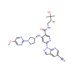 COc1cnc(N2CC[C@@H](Nc3cc(-n4ncc5cc(C#N)cnc54)ncc3C(=O)NC[C@@H](F)C(C)(C)O)C2)nc1 ZINC001772578644