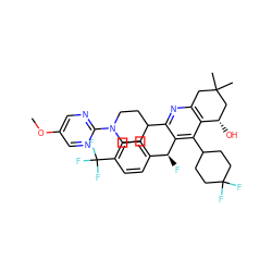 COc1cnc(N2CCC(c3nc4c(c(C5CCC(F)(F)CC5)c3[C@@H](F)c3ccc(C(F)(F)F)cc3)[C@@H](O)CC(C)(C)C4)CC2)nc1 ZINC000200003156