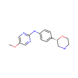 COc1cnc(Nc2ccc([C@H]3CNCCO3)cc2)nc1 ZINC000149913826