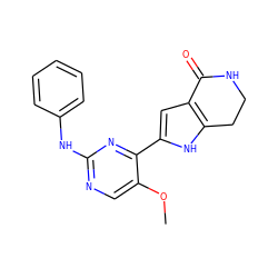 COc1cnc(Nc2ccccc2)nc1-c1cc2c([nH]1)CCNC2=O ZINC000095563131