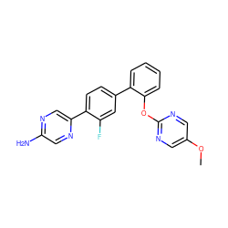 COc1cnc(Oc2ccccc2-c2ccc(-c3cnc(N)cn3)c(F)c2)nc1 ZINC000224815918