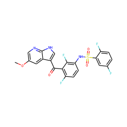 COc1cnc2[nH]cc(C(=O)c3c(F)ccc(NS(=O)(=O)c4cc(F)ccc4F)c3F)c2c1 ZINC000113509448