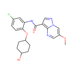 COc1cnc2c(C(=O)Nc3cc(Cl)ccc3OC3CCC(O)CC3)cnn2c1 ZINC000113652305