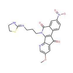 COc1cnc2c(c1)C(=O)c1c-2n(CCC/N=C2/NCCS2)c(=O)c2cc([N+](=O)[O-])ccc12 ZINC000644165905