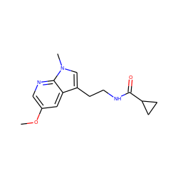 COc1cnc2c(c1)c(CCNC(=O)C1CC1)cn2C ZINC000027519648