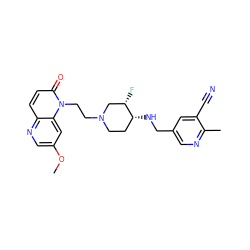 COc1cnc2ccc(=O)n(CCN3CC[C@@H](NCc4cnc(C)c(C#N)c4)[C@@H](F)C3)c2c1 ZINC000169354094