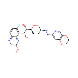 COc1cnc2ccc(F)c([C@@H](O)[C@H](O)[C@@H]3CC[C@@H](NCc4cc5c(cn4)OCCO5)CO3)c2n1 ZINC000096284029