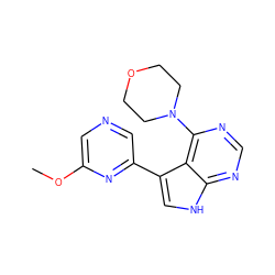 COc1cncc(-c2c[nH]c3ncnc(N4CCOCC4)c23)n1 ZINC000224885286