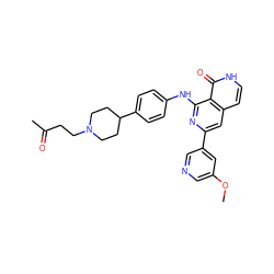 COc1cncc(-c2cc3cc[nH]c(=O)c3c(Nc3ccc(C4CCN(CCC(C)=O)CC4)cc3)n2)c1 ZINC000096174452