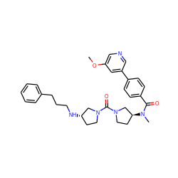 COc1cncc(-c2ccc(C(=O)N(C)[C@H]3CCN(C(=O)N4CC[C@H](NCCCc5ccccc5)C4)C3)cc2)c1 ZINC000036351617