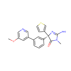 COc1cncc(-c2cccc([C@]3(c4ccsc4)N=C(N)N(C)C3=O)c2)c1 ZINC000072177495