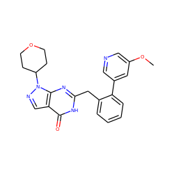 COc1cncc(-c2ccccc2Cc2nc3c(cnn3C3CCOCC3)c(=O)[nH]2)c1 ZINC000068247262