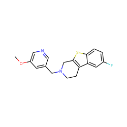 COc1cncc(CN2CCc3c(sc4ccc(F)cc34)C2)c1 ZINC001772601746