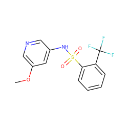 COc1cncc(NS(=O)(=O)c2ccccc2C(F)(F)F)c1 ZINC001256581114