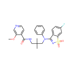 COc1cnccc1C(=O)NCC(C)(C)CN(C1=NS(=O)(=O)c2cc(F)ccc21)c1ccccc1 ZINC000064559048