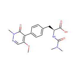 COc1cnn(C)c(=O)c1-c1ccc(C[C@H](NC(=O)N(C)C)C(=O)O)cc1 ZINC000013704633