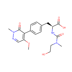 COc1cnn(C)c(=O)c1-c1ccc(C[C@H](NC(=O)N(C)CCO)C(=O)O)cc1 ZINC000013704638