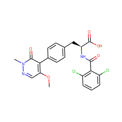 COc1cnn(C)c(=O)c1-c1ccc(C[C@H](NC(=O)c2c(Cl)cccc2Cl)C(=O)O)cc1 ZINC000013704577