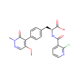 COc1cnn(C)c(=O)c1-c1ccc(C[C@H](NC(=O)c2cccnc2Cl)C(=O)O)cc1 ZINC000029127976