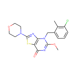 COc1nc(=O)c2sc(N3CCOCC3)nc2n1Cc1cccc(Cl)c1C ZINC000084741850