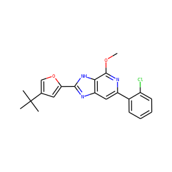 COc1nc(-c2ccccc2Cl)cc2nc(-c3cc(C(C)(C)C)co3)[nH]c12 ZINC000147938770