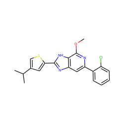 COc1nc(-c2ccccc2Cl)cc2nc(-c3cc(C(C)C)cs3)[nH]c12 ZINC000142124656