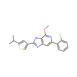 COc1nc(-c2ccccc2Cl)cc2nc(-c3csc(C(C)C)c3)[nH]c12 ZINC000142199314