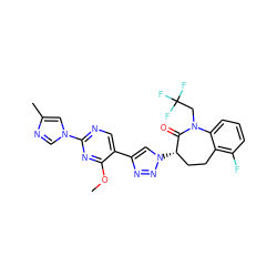 COc1nc(-n2cnc(C)c2)ncc1-c1cn([C@H]2CCc3c(F)cccc3N(CC(F)(F)F)C2=O)nn1 ZINC000473083957