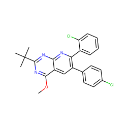 COc1nc(C(C)(C)C)nc2nc(-c3ccccc3Cl)c(-c3ccc(Cl)cc3)cc12 ZINC000040394872